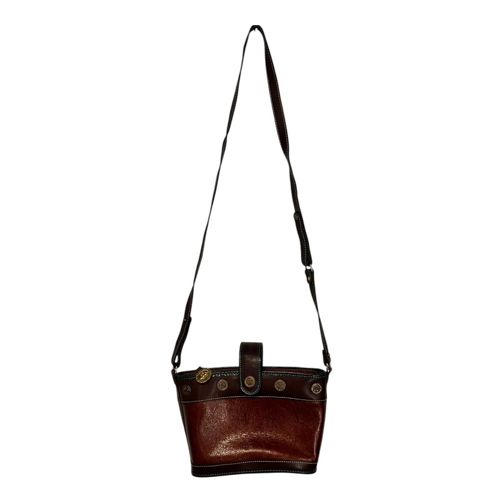 Brahmin | Vintage New Directions Bucket Crossbody Bag Purse Zipper Leather Brown